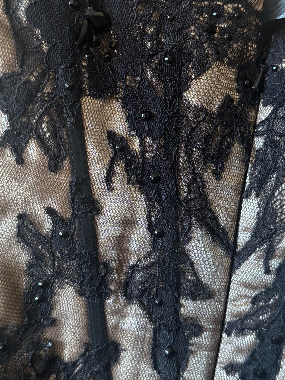 Tony Bowls Lace Beads Strapless Mini Dress Formal Beaded Boned Corset Bodice 4 - Picture 6 of 16